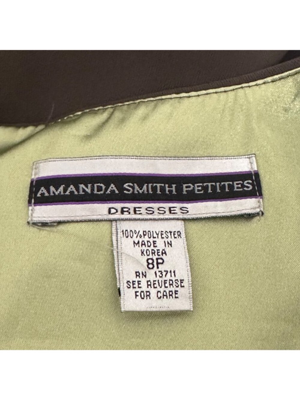Amanda Smith Petites Brown Sleeveless Sheath Dress Size 8P Preppy Old Money NWT - Picture 4 of 8